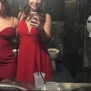 red mini dress